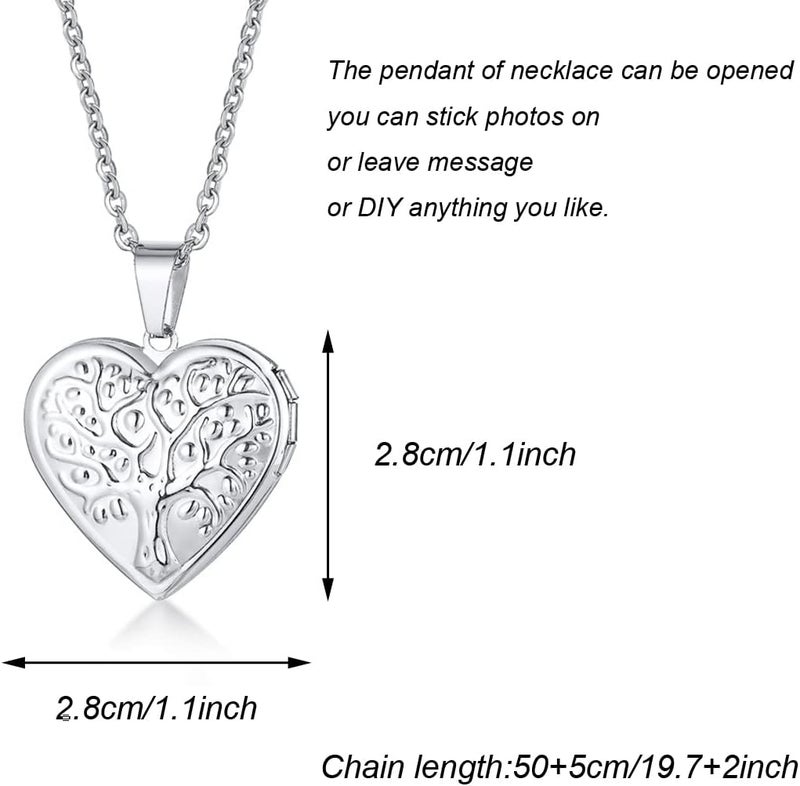 Weenkeey 2 Pcs Locket Necklace that Holds Pictures Stainless Steel Locket Pendant Necklace Memory Photo Pendant Necklace for Women Girls - Image 2